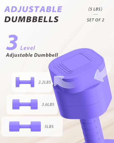 Ragebby Adjustable Dumbbell Set of 2, Weights for Men and Women at Home - color: PURPLE, style: 10LB(5LB Pair)