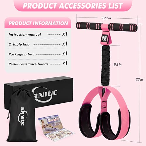 Pedal Resistance Band with Handle | Upgraded 55LBS Exercise Resistance Bands for Core, Abs, Legs, Glutes, Arms, Strength, Physical Therapy, Pilates, Sit Up Workout Equipment for Women Home Gym
