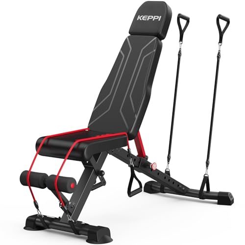 Keppi 900LB Weight Bench, Adjustable Foldable Workout Bench Press for Full Body Strength Training, Incline Decline Bench with Fast Folding - New Version
