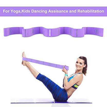 Stretch Strap, Elastic Yoga Stretching Strap, Multi-Loop for Physical Therapy, Pilates, Yoga, Dance & Gymnastics Exercise and Flexible Pilates Stretch Band