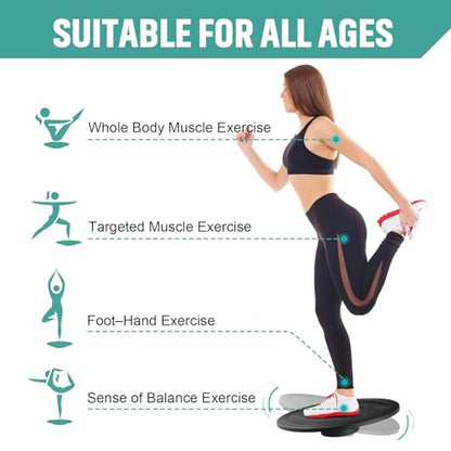 Wobble Balance Board Portable Balance Board with Handle for Balance Training and Core Trainer Balance Stability Trainer Healthy Material Non-Skid Bump Surface & Physical Therapy