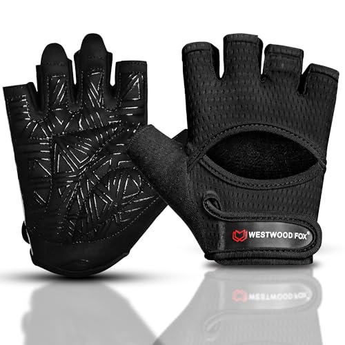 WESTWOOD FOX Weight Lifting Gloves for Men & Women– Breathable Workout Gloves with Thick Padding,Full Palm Protection,Non-Slip Grip,Shock Absorption Gym Gloves for Fitness & Cycling