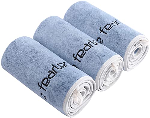 Gym Towels Set, Microfiber Sports Towel for Men and Women, Super Soft and Quick-Drying 3-Pack Set Towel, for Tennis, Yoga, Cycling, Swimming (Blue 3 Pack, 14" x 29") - color: Blue 3 Pack, size: 14" x 29"