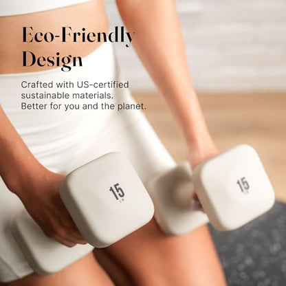 WeGym SafeGrip Square Dumbbells with Anti Slip Handles, Aesthetic Free Weights for Home Workouts, Stable Design Prevents Rolling during Floor Exercises - Set - color: Sandstone-No Rack, style: Lower Set