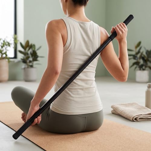ZJchao Adjustable Yoga Stick Exercise Stretching Mobility Bar 3 Lengths 30 45 60 Inches with Full Foam Sleeve for Home Gym Pilates Flexibility Training