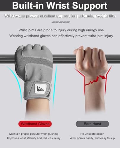 Workout Gloves for Men Women, Anti-Slip Fingerless Gloves for Weightlifting, Mens Workout Gloves Weight Lifting Gloves Gym Gloves for Men, Exercise Gloves Gym Accessories for Men