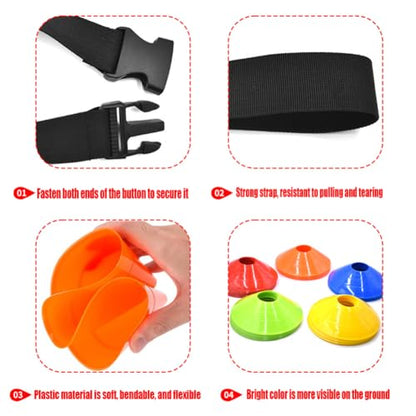 20Pcs Orange Plastic Disc Cones with Carry Strap Soccer Cones Training Cone Sports Markers for Basketball Drills Practice Outdoor Activities