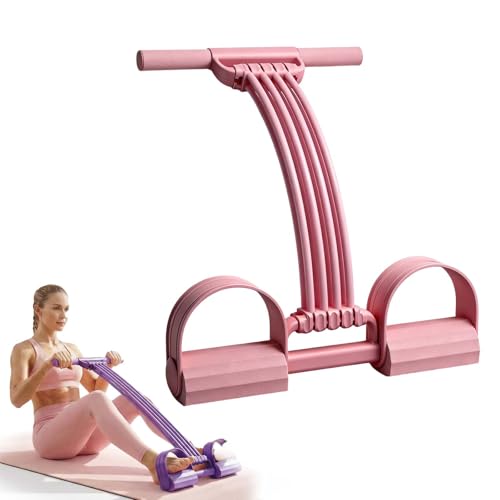 Pedal Resistance Bands with Handles, 2026 Upgrade Multifunction Tension Rope, Elastic Yoga Resistance Band, Home Exercise Equipment for Full Body Workout, Yoga, Stretching, Waist, Arm, Leg - color: Pink
