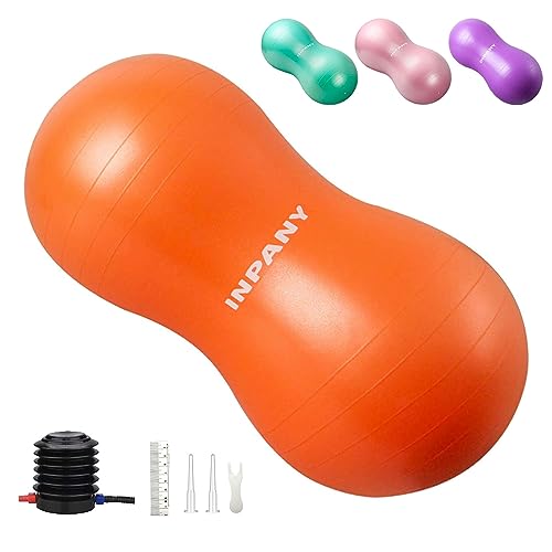 INPANY Peanut Ball - Anti Burst Exercise Ball for Labor Birthing, Physical Therapy for Kids, Core Strength, Flexible Seating, Home & Gym Fintness, Sensory Chair Wiggle Seat for Boys and Girls - color: Orange