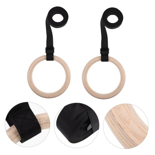 Abaodam Wooden Gymnastics Rings with Adjustable Straps Indoor Fitness Gear for Bodyweight Training Strength Building and Flexibility Enhancement Versatile Gym Equipment for Home Workouts