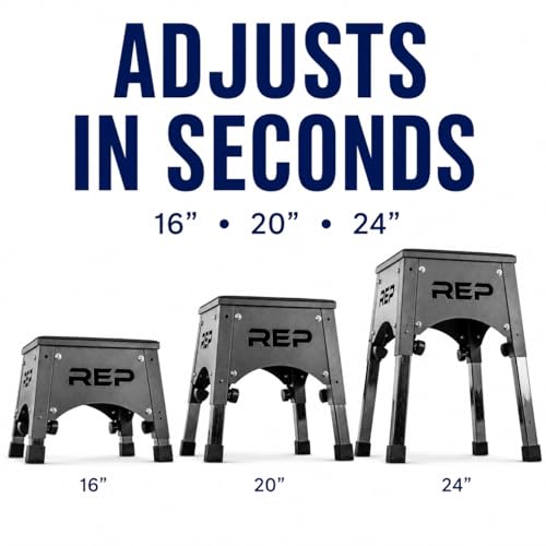 REP Adjustable Plyo Box | Metal Jump Platform | Home Gym Exercise Step | Plyometric Training Equipment | Fitness Workout Bench | Assembled Steel Jumping Boxes | Adjustable Height Workout Tool