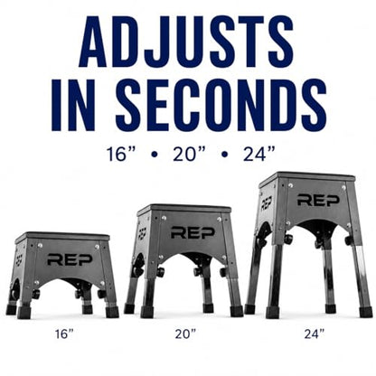REP Adjustable Plyo Box | Metal Jump Platform | Home Gym Exercise Step | Plyometric Training Equipment | Fitness Workout Bench | Assembled Steel Jumping Boxes | Adjustable Height Workout Tool