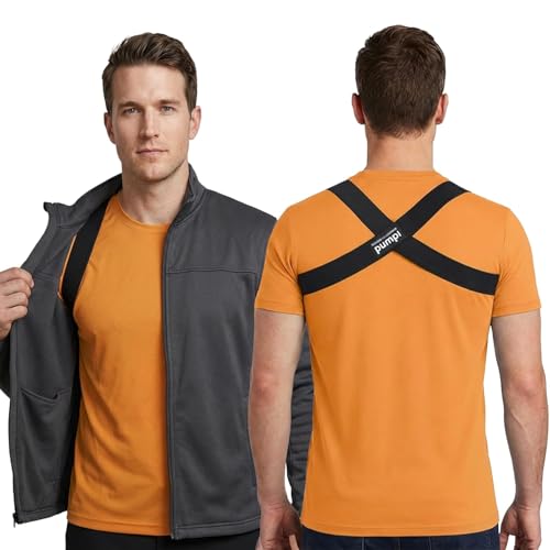 1/8" Men’s Ultra-Slim Invisible Posture Corrector Strap - High-Airflow Breathable Fabric Upper Back Brace | Discreet Under-Shirt Support for Professionals & Daily Wear (Black)