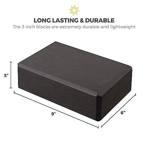 3" Yoga Block, 10 Pack Bulk EVA Foam Yoga Blocks, Firm and Supportive Yoga Brick, Balance Foam for Stretching, Pilates, and Workout, 3" x 6" x 9"