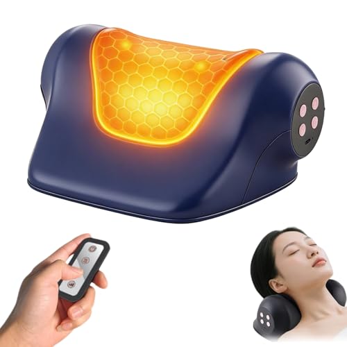 Neck Massager with Heat, Red Light & Vibration Adjustable, Heated Neck Stretcher with 3 Modes, Rechargeable Cervical Traction Device for Pain Relief & Muscle Relaxation, Gift for Women Men