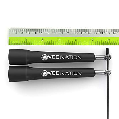 WOD Nation Adjustable Speed Jump Rope For Men, Women & Children - Blazing Fast Fitness Skipping Rope Perfect for Boxing, MMA, Endurance - color: Black