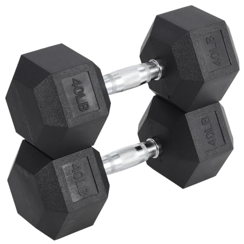 Hex Dumbbells Set for Home Gym – PVC/PEV Coated, Anti-Roll Design, Non-Slip Grip, Cast Iron Core – Versatile Strength Training Weights, 100LB Total (25LB×2+30LB×2) - size: 80 lbs pack (2*40)
