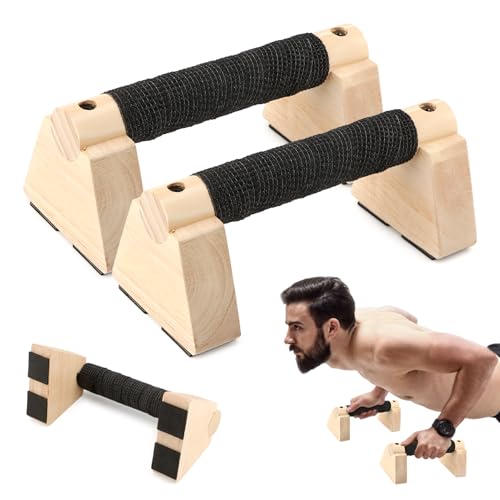 Wood Parallettes Bars for Home Workout, Push Up Bars & Dip Stands, Wooden Calisthenics Equipment Handstand Blocks for Strength Training, Rehabilitation & Gymnastics - size: 20cm