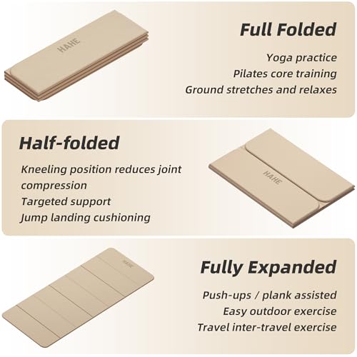 Foldable Yoga Mat,74"Lx32"Wx1/3"Thick,Folding Exercise Mat,Non-slip Wide Pilates Mats for Home Workout/Travel, Portable Yoga Mat Thick for Yoga/Pilates/Camping/Floor Exercises