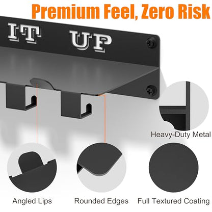 Tonal Accessories Shelf, 17" Heavy Duty Steel Wall Mounted Floating Storage Rack with T-Bracket Lock Hangers, Compatible with Various Home Gym Accessories, Black