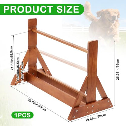 Leinuosen Wooden Dog Agility Jump for Professional Training, Stable Indoor & Backyard Obedience Training Jump with Adjustable Height, Solid Pine Dog Agility Equipment for Puppies and Adult Dogs