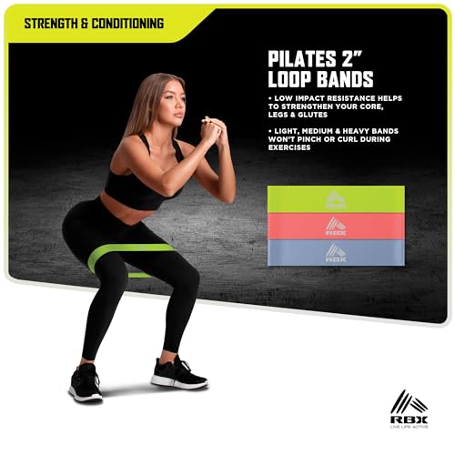 RBX 5 Piece Home Gym Workout Kit - Light, Medium, Heavy Resistance Bands, Figure 8 Resistance Tube, Pilates Core Sliders & Carry Bag