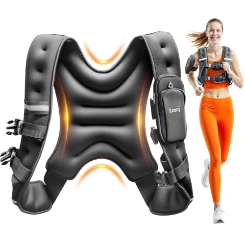Renoj Weighted Vest for Women Men: Available in 6lb/8lb/10lb/11lb/12lb/14lb/16lb/20lb Fixed Weights for Walking, Running, Training, Exercise, Weight Loss - With Reflective Strips and Storage Pocket - color: Charcoal, size: 11LB