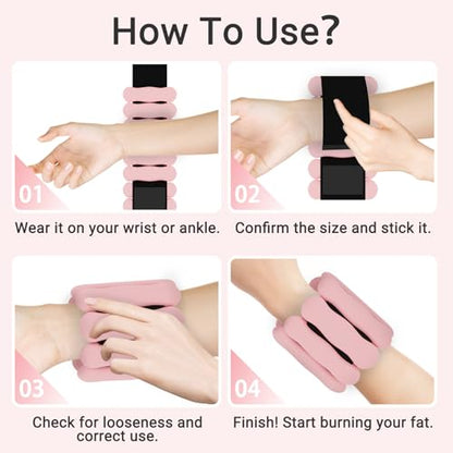 Ankle and Wrist Weights for Women & Men, Adjustable Arm & Leg Weights Set of 2 (1 lb/2 lb Each) Soft Silicone Weighted Bands Weighted Bracelet for Pilates Yoga Dance Walking Running Swimming Water Pool Home Gym Fitness Workout Jogging Gymnastics Aerobics