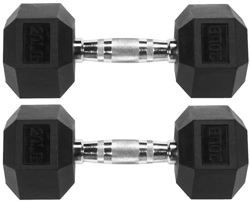 Fitvids Hex Dumbbells Rubber Coated Hand Weights for Exercises and Fitness, 10-50LB Option - size: 20LB Pair