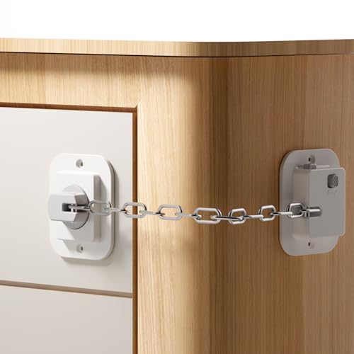 YEYA No Drill Anti-Tip Furniture Anchor, 10" Adjustable, 2 Pack | Upgraded, Strong 3M Adhesive Backing, Wall Anchors for Child Safety, White - size: 2 Count