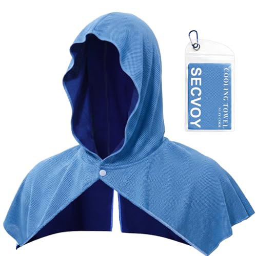 1 Pack Cooling Hoodie Towels for Neck and Face, UPF 50 Sun Protection & Instant Cooling Towels for Hot Weather, Soft Breathable Towel for Work Out, Sport, Gym, Camping & More Activities - color: 1-light Blue