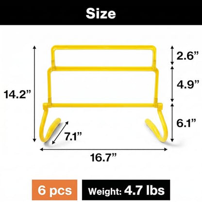Japard 6 Pcs Agility Hurdles Speed Training Equipment, 4 Height Adjustable Setting, Soccer Training Equipment for Youth Adults