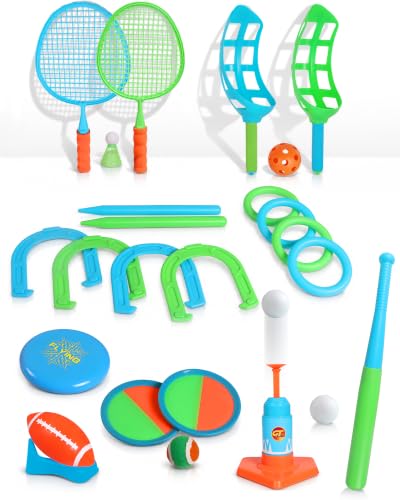 Kids Outdoor Toys Ages 4-8, 8-in-1 Backyard Games Set