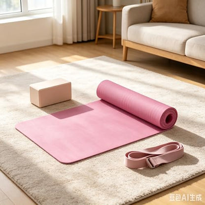 Yoga Mat Thick 1/5" Thick Non Slip Anti-Tear High Density Exercise Mat with Carrying Strap Large Yoga Mat for Floor, Gym, Fitness, Pilates, Stretching, Home Yoga, Workouts - color: Black