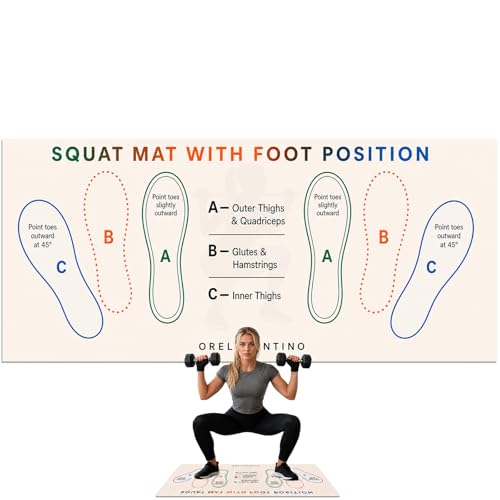 Squat Mat with Foot Position,Non-Slip Workout Mat for Squats & Leg Exercises, Improves Muscle Activation & Knee Support, Home Gym Fitness Mat,30 * 13.8"inch Squat Pad - color: Beige