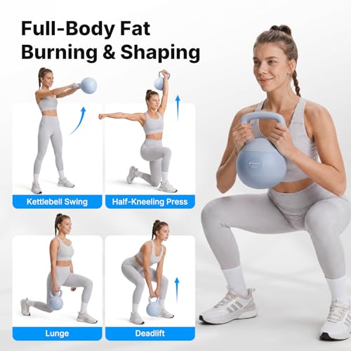 MERACH Soft Kettlebells, Strength Training Kettlebell with Wide Non-Slip Handle, Sea and Iron Sand Filled Kettle Bell with Soft-Sided Cushioned Base for Home Workouts, Ideal for Men, Women(15lb Pink/25lb Blue) - color: Baby blue 25 lbs