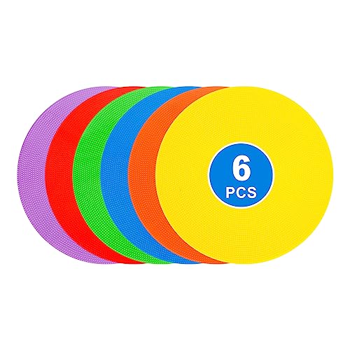 9 inch Spot Markers Flat Field Cones, Non Slip Rubber Agility Markers Flat Field Cones for Soccer Basketball Sports Speed Agility Training （6 pcs）