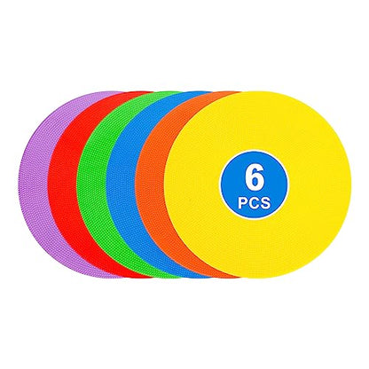9 inch Spot Markers Flat Field Cones, Non Slip Rubber Agility Markers Flat Field Cones for Soccer Basketball Sports Speed Agility Training （6 pcs）