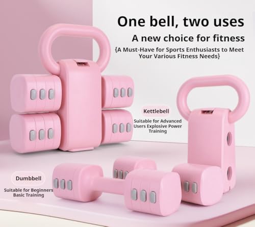 Adjustable Dumbbell Set of 2, 4 in 1 Free Weights for Women with Fast Adjustment, Home Gym & Outdoor Exercise Training, Includes 2.2lb 3.3lb 4.4lb 5.5lb Hand Weights, Compatible with Kettlebells