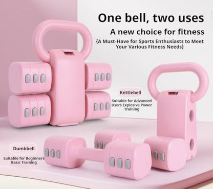 Adjustable Dumbbell Set of 2, 4 in 1 Free Weights for Women with Fast Adjustment, Home Gym & Outdoor Exercise Training, Includes 2.2lb 3.3lb 4.4lb 5.5lb Hand Weights, Compatible with Kettlebells
