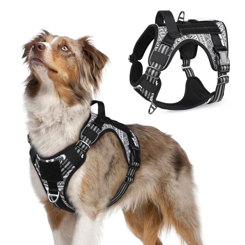 rabbitgoo Tactical Dog Harness for Medium, No Pull Military Service Vest - color: B&W Geometric, size: Medium