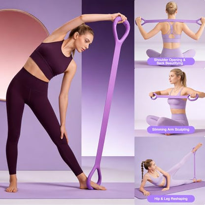 3pc Figure 8 Resistance Band, Arm Back Shoulder Exercise Bands, Elastic Rope Stretch Fitness Band, 8 Shaped Stretch Band for Chest Expander, Yoga Gym Fitness Pulling Rope