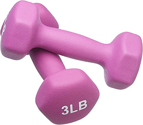 FUXION Neoprene Dumbbell Hand Weights, Sets of 2 Hexagon Non-Slip Weights for Home Gym Yoga Pilates Workout - size: 3lb Pair