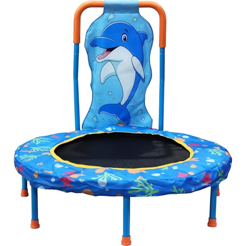 36 inch Mini Toddler Trampoline for Kids, 36'' No-Gap Indoor Outdoor Small Rebounder Trampoline with Foam Handle and Safety Padded Cover Fun for Kids Ages 1-6 - color: Orange