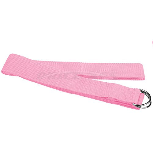 Yoga Strap – Sturdy Cotton Exercise Straps 6FT Straps - Adjustable D-Ring Buckle Gives Stretching Flexibility For Yoga Stretching & General Fitness Physical Therapy Pilates Gym Workouts - color: pink