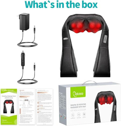 cotsoco Neck Massager, Shiatsu Shoulder and Back Neck Massager with Heat, Neck Massager Pillow for Neck for Body Muscle Pain Relief, Neck Massager Gifts for Mom Dad Women Men, Home, Office Car Use