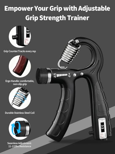 Saicefe Grip Strength Tester Trainer Electronic Hand Dynamometer of 396lbs/180kg & Grip strengthener with Adjustable Resistance for Sports Home Gym with Digital Display Precision Training for Rehab Fitness