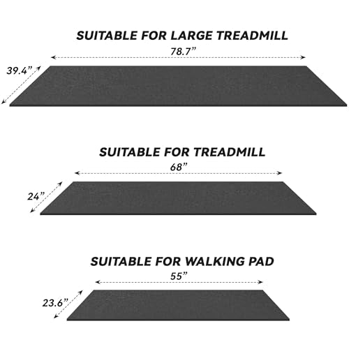 Treadmill Mat for Carpet &Hardwood Floors, 79" × 39.4" 0.2" Thick High Density, Non-Slip Fitness Equipment Mat, Mat for Under Treadmills, Elliptical, Exercise Bikes, Stationary Cycles - size: 79"L x 39.4"W x 0.2"Th