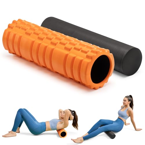 Krightlink 2-in-1 18" Foam Roller Set for Deep Muscle Massage - color: Orange-18"(2 in 1)