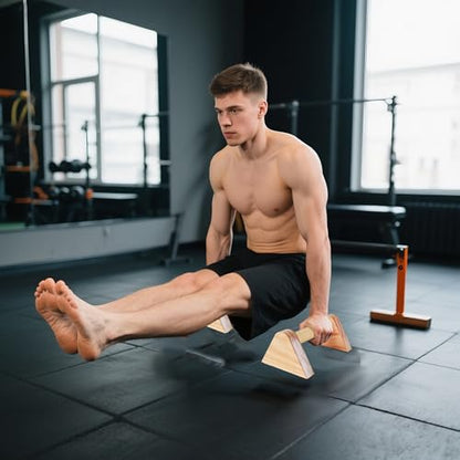 1 Pair Wood Parallettes Bars Pushup Handles for Men - Calisthenics Equipment Push Up Bars, Gymnastics Handstand Training Planche Bar, Handstand Blocks